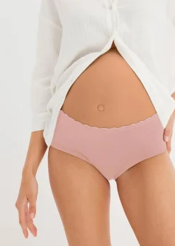bonprix Wäsche·Still- & Umstandswäsche|Wäsche·Baumwollunterwäsche^Umstandspanty mit Bio-Baumwolle und Spitze (3er Pack) hellgrau meliert + vintagerosa + weiß