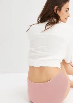 bonprix Wäsche·Still- & Umstandswäsche|Wäsche·Baumwollunterwäsche^Umstandspanty mit Bio-Baumwolle und Spitze (3er Pack) hellgrau meliert + vintagerosa + weiß