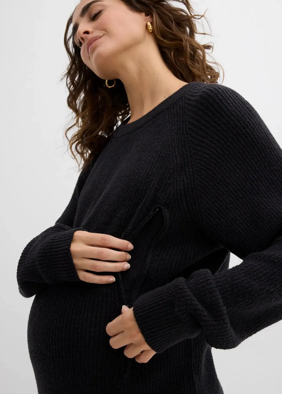bonprix Bekleidung·Blazer|Umstandsmode^Umstandspullover mit diskreter Stillfunktion schwarz