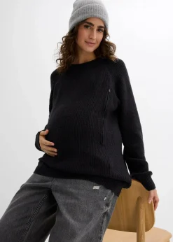 bonprix Bekleidung·Blazer|Umstandsmode^Umstandspullover mit diskreter Stillfunktion schwarz