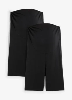 bonprix Nachhaltigere Materialien|Umstandsmode^Umstands-Radlerhose aus Bio-Baumwolle (2er Pack) schwarz + schwarz