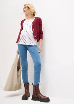 bonprix Bekleidung·Blazer|Umstandsmode^Umstandsshirts aus Bio-Baumwolle (2er-Pack) beere+weiß gepunktet