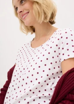 bonprix Bekleidung·Blazer|Umstandsmode^Umstandsshirts aus Bio-Baumwolle (2er-Pack) beere+weiß gepunktet