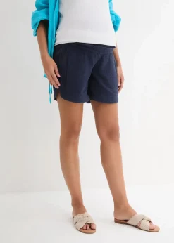 bonprix Bekleidung·Blazer|Umstandsmode^Umstandsshorts aus reinem Baumwoll-Musselin dunkelblau