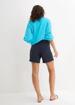 bonprix Bekleidung·Blazer|Umstandsmode^Umstandsshorts aus reinem Baumwoll-Musselin dunkelblau