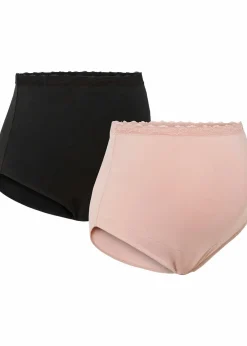 bonprix Wäsche·Still- & Umstandswäsche|Wäsche·Baumwollunterwäsche^Umstandsslip mit Bio-Baumwolle (2er Pack) schwarz + vintagerosa