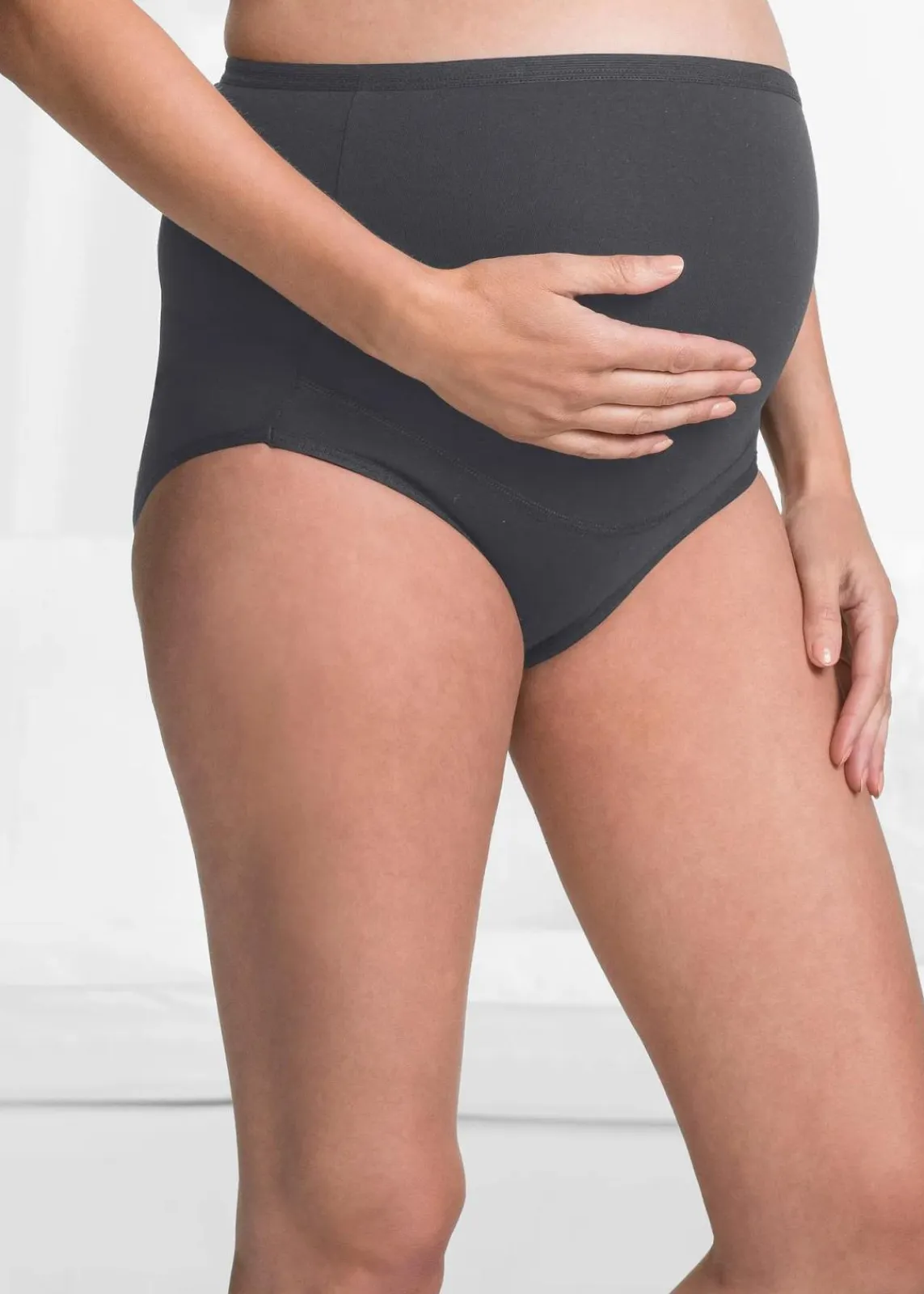 bonprix Umstandsmode|Nachhaltigere Materialien^Umstandsslip mit Bio-Baumwolle (2er Pack) kieselbeige + anthrazit