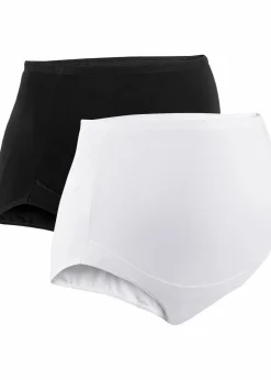 bonprix Wäsche·Still- & Umstandswäsche|Wäsche·Baumwollunterwäsche^Umstandsslip mit Bio-Baumwolle (2er Pack) weiß+schwarz