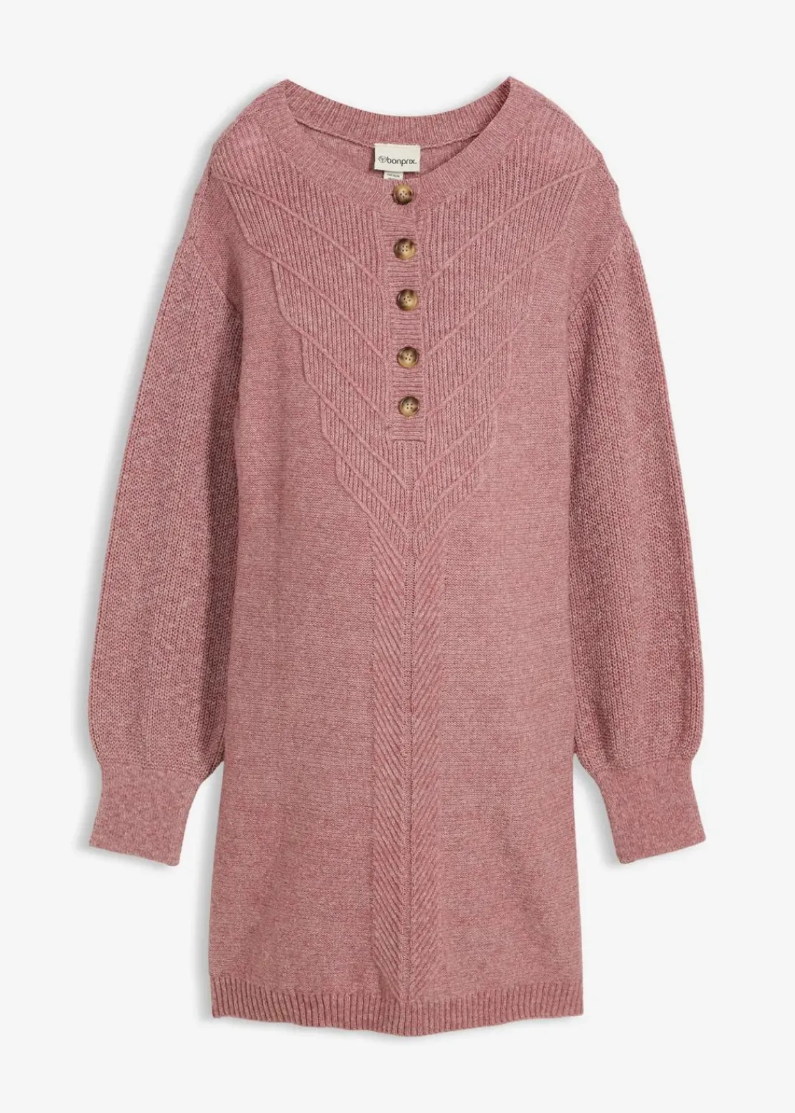 bonprix Bekleidung·Blazer|Umstandsmode^Umstandsstrick- und Stillstrickkleid mit langer Knopfleiste dunkelrose