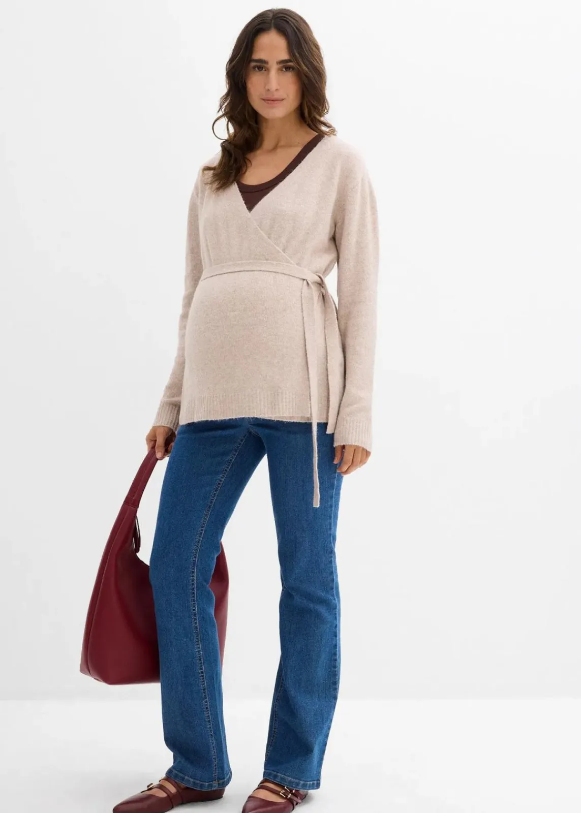 bonprix Bekleidung·Blazer|Umstandsmode^Umstandsstrickjacke für die Schwangerschaft und danach beige