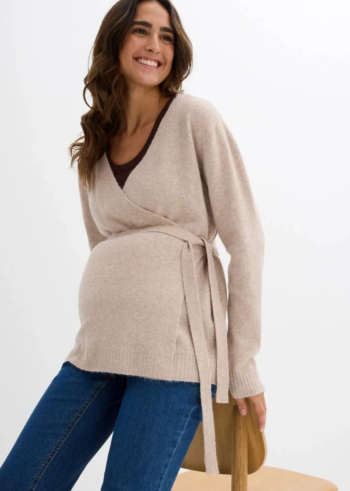 bonprix Bekleidung·Blazer|Umstandsmode^Umstandsstrickjacke für die Schwangerschaft und danach beige