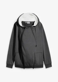 bonprix Bekleidung·Blazer|Umstandsmode^Umstands-Sweatjacke mit Baby-Einsatz und flauschiger Innenseite anthrazit meliert