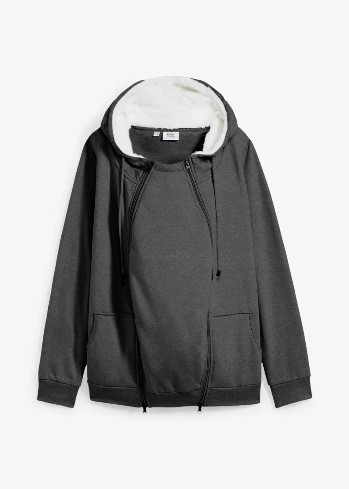 bonprix Bekleidung·Blazer|Umstandsmode^Umstands-Sweatjacke mit Baby-Einsatz und flauschiger Innenseite anthrazit meliert
