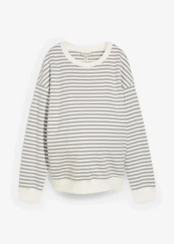 bonprix Bekleidung·Blazer|Umstandsmode^Umstandssweatshirt und Sweatshirt aus Bio-Baumwolle schattengrau/wollweiß gestreift