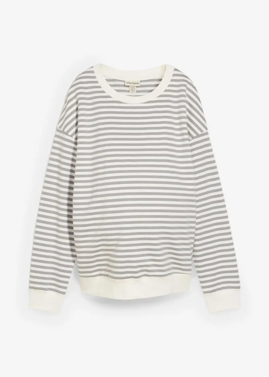 bonprix Bekleidung·Blazer|Umstandsmode^Umstandssweatshirt und Sweatshirt aus Bio-Baumwolle schattengrau/wollweiß gestreift