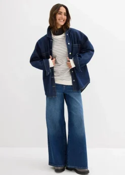 bonprix Bekleidung·Blazer|Umstandsmode^Umstandssweatshirt und Sweatshirt aus Bio-Baumwolle schattengrau/wollweiß gestreift
