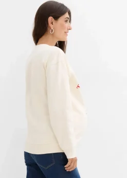 bonprix Bekleidung·Blazer|Umstandsmode^Umstands-und Stillsweatshirt aus weicher Bio-Baumwolle naturbeige/lavarot