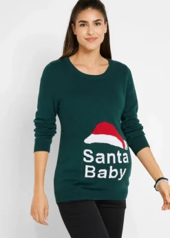 bonprix Bekleidung·Blazer|Umstandsmode^Umstands-Weihnachtspullover tiefgrün