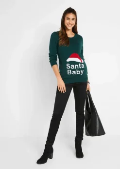 bonprix Bekleidung·Blazer|Umstandsmode^Umstands-Weihnachtspullover tiefgrün