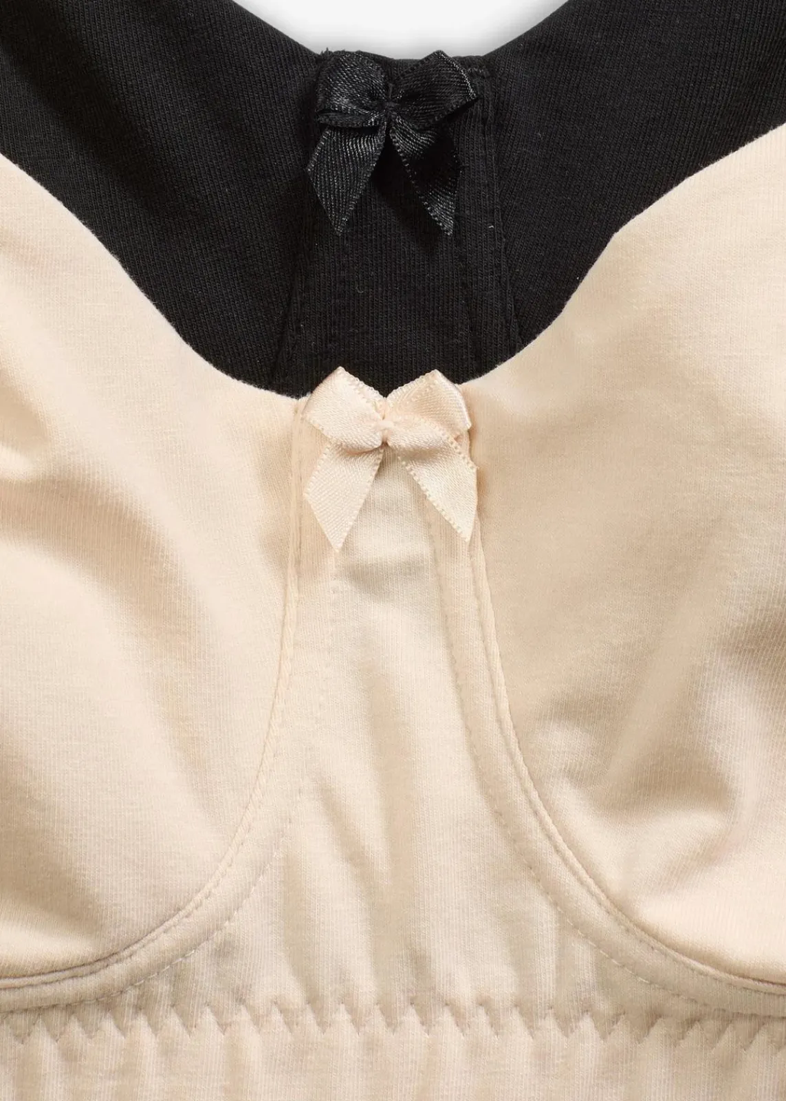 bonprix Große Cups D-H|Nachhaltigere Materialien^Ungepolsterter T-Shirt BH ohne Bügel mit Bio-Baumwolle (2er Pack) sandbeige + schwarz