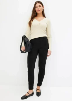 bonprix Hosen|Bekleidung·Kleider^Velourlederimitat-Hose mit Bequembund schwarz