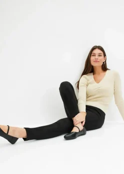bonprix Hosen|Bekleidung·Kleider^Velourlederimitat-Hose mit Bequembund schwarz