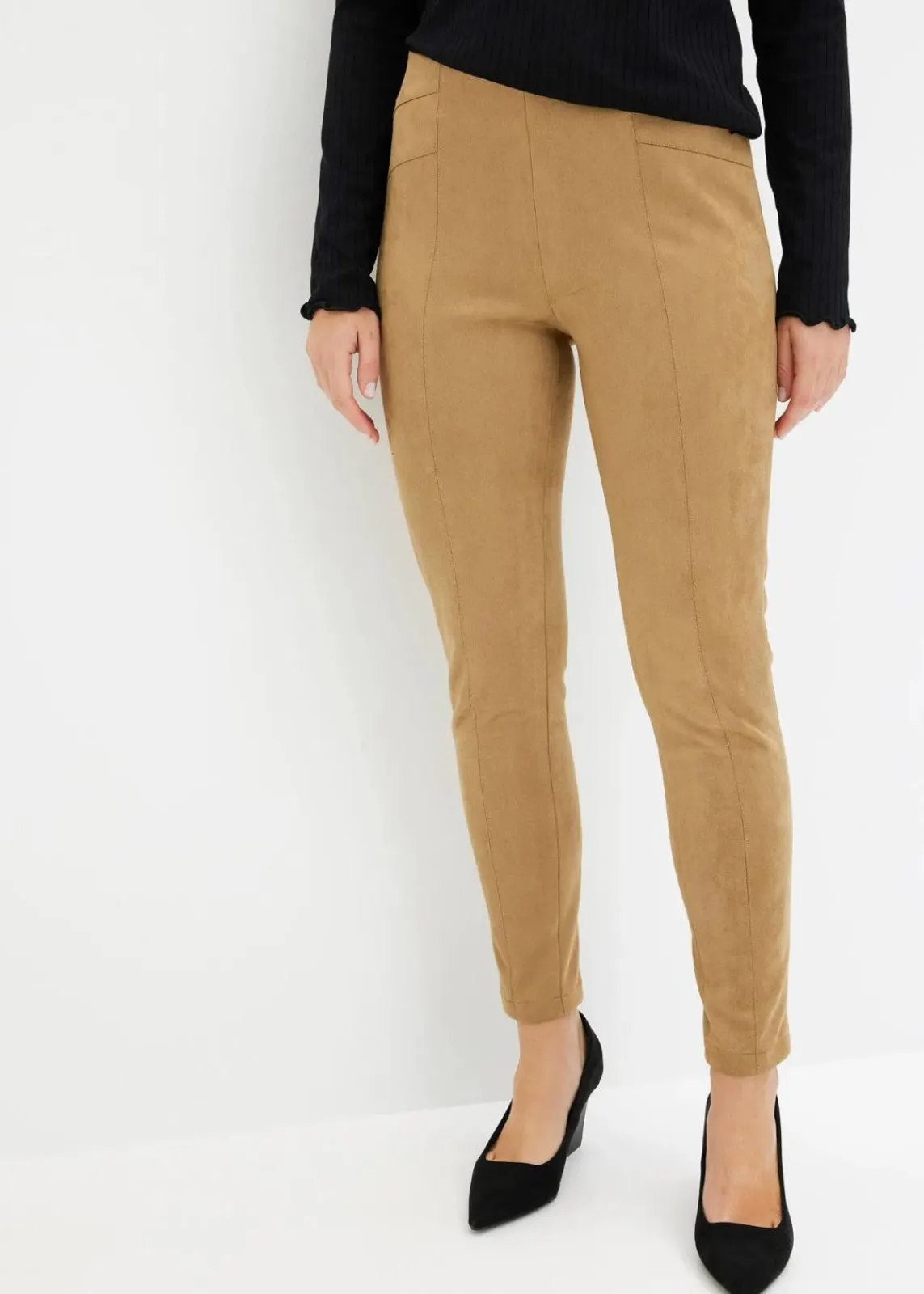 bonprix Bekleidung·Kleider|Hosen^Velourlederimitat-Hose mit Bequembund khakibraun