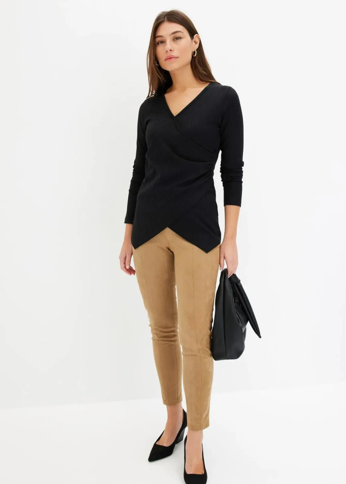 bonprix Bekleidung·Kleider|Hosen^Velourlederimitat-Hose mit Bequembund khakibraun