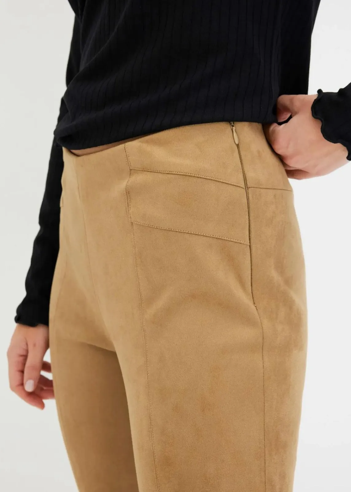 bonprix Bekleidung·Kleider|Hosen^Velourlederimitat-Hose mit Bequembund khakibraun