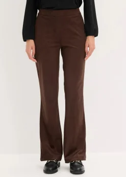 bonprix Hosen|Bekleidung·Kleider^Velourslederimitat Flared Hose dunkelbraun