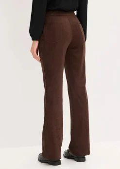 bonprix Hosen|Bekleidung·Kleider^Velourslederimitat Flared Hose dunkelbraun