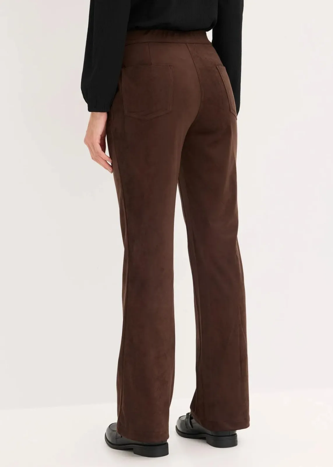 bonprix Hosen|Bekleidung·Kleider^Velourslederimitat Flared Hose dunkelbraun