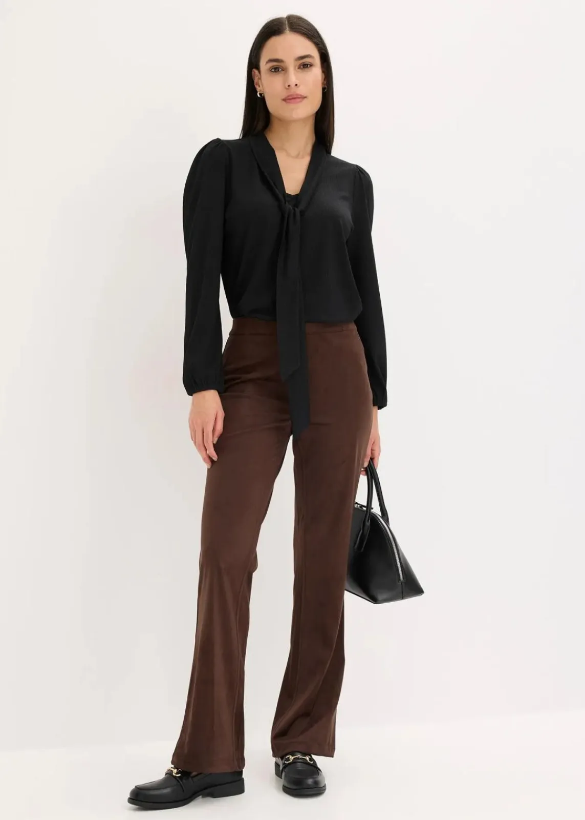 bonprix Hosen|Bekleidung·Kleider^Velourslederimitat Flared Hose dunkelbraun