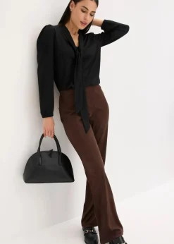 bonprix Hosen|Bekleidung·Kleider^Velourslederimitat Flared Hose dunkelbraun