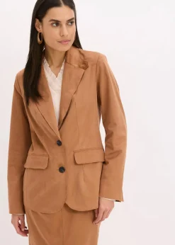 bonprix Bekleidung·Basics|Blazer^Velourslederimitat-Blazer mokkabraun