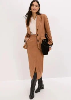 bonprix Bekleidung·Basics|Blazer^Velourslederimitat-Blazer mokkabraun