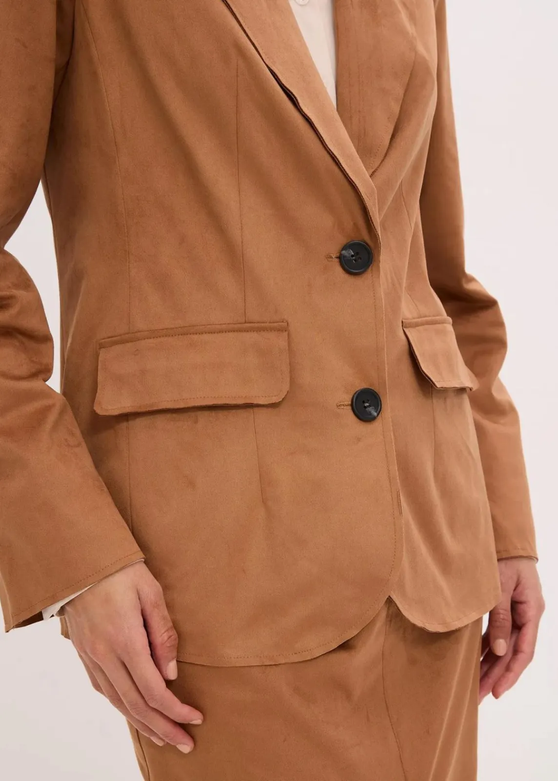 bonprix Bekleidung·Basics|Blazer^Velourslederimitat-Blazer mokkabraun