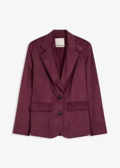 bonprix Blazer|Bekleidung·Basics^Velourslederimitat-Blazer weinrot