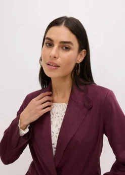 bonprix Blazer|Bekleidung·Basics^Velourslederimitat-Blazer weinrot