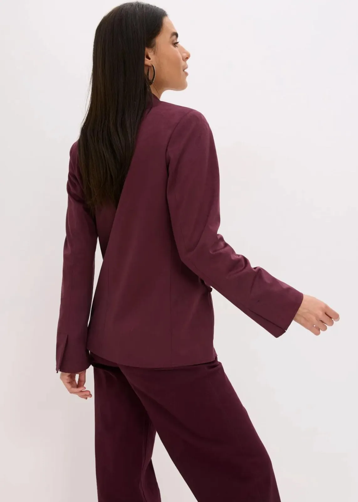 bonprix Blazer|Bekleidung·Basics^Velourslederimitat-Blazer weinrot