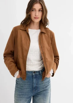 bonprix Bekleidung·Hosen|Jacken & Mäntel^Velourslederimitat-Jacke gewürzbraun