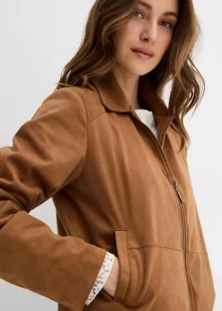 bonprix Bekleidung·Hosen|Jacken & Mäntel^Velourslederimitat-Jacke gewürzbraun
