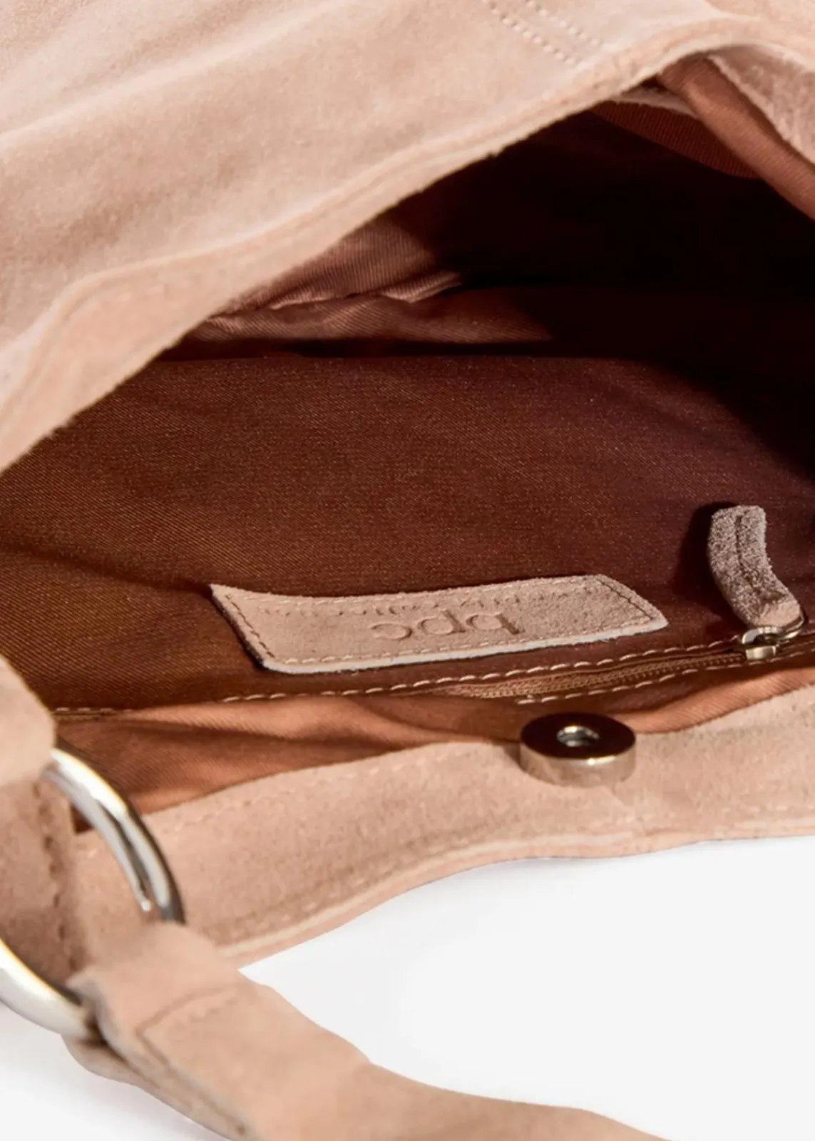bonprix Taschen^Veloursledertasche mit dekorativem Zusatzriemen taupe