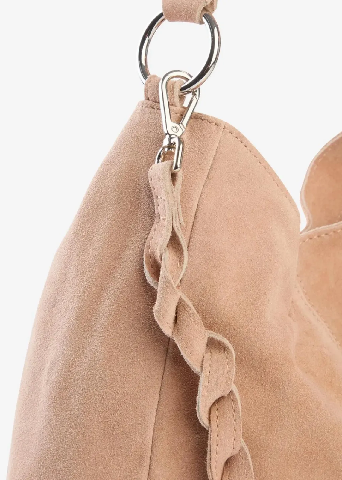 bonprix Taschen^Veloursledertasche mit dekorativem Zusatzriemen taupe
