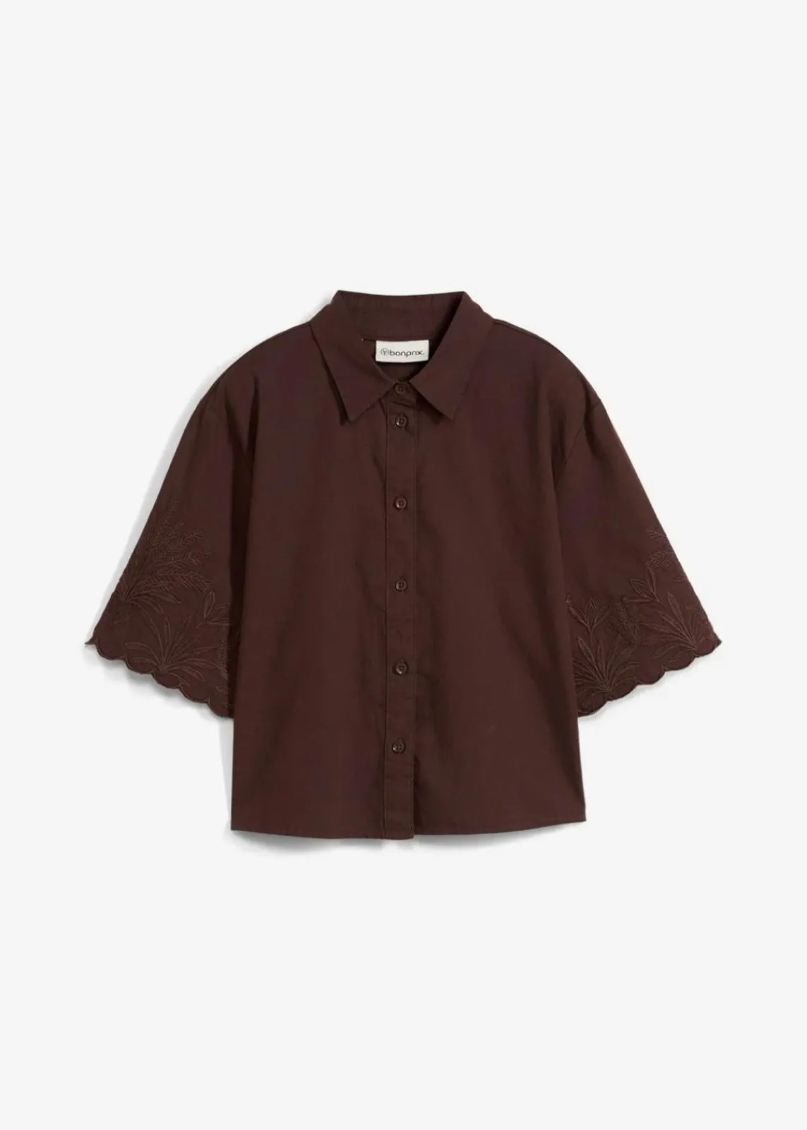 bonprix Bekleidung·Jacken & Mäntel|Premium^verkürzte Hemdbluse mit Seidenanteil dunkelbraun