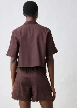 bonprix Bekleidung·Jacken & Mäntel|Premium^verkürzte Hemdbluse mit Seidenanteil dunkelbraun