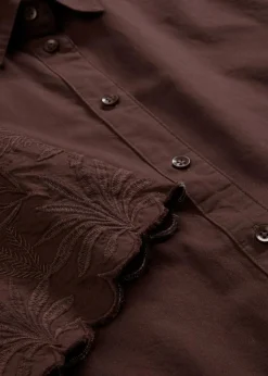 bonprix Bekleidung·Jacken & Mäntel|Premium^verkürzte Hemdbluse mit Seidenanteil dunkelbraun