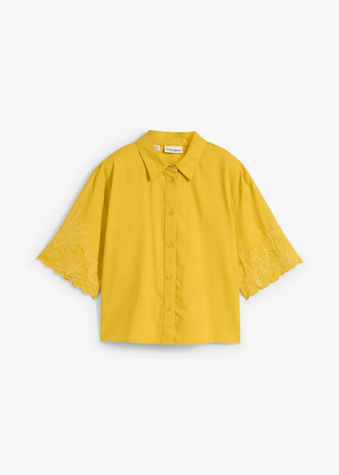bonprix Blusen & Tuniken|Premium^verkürzte Hemdbluse mit Seidenanteil lemoncurry