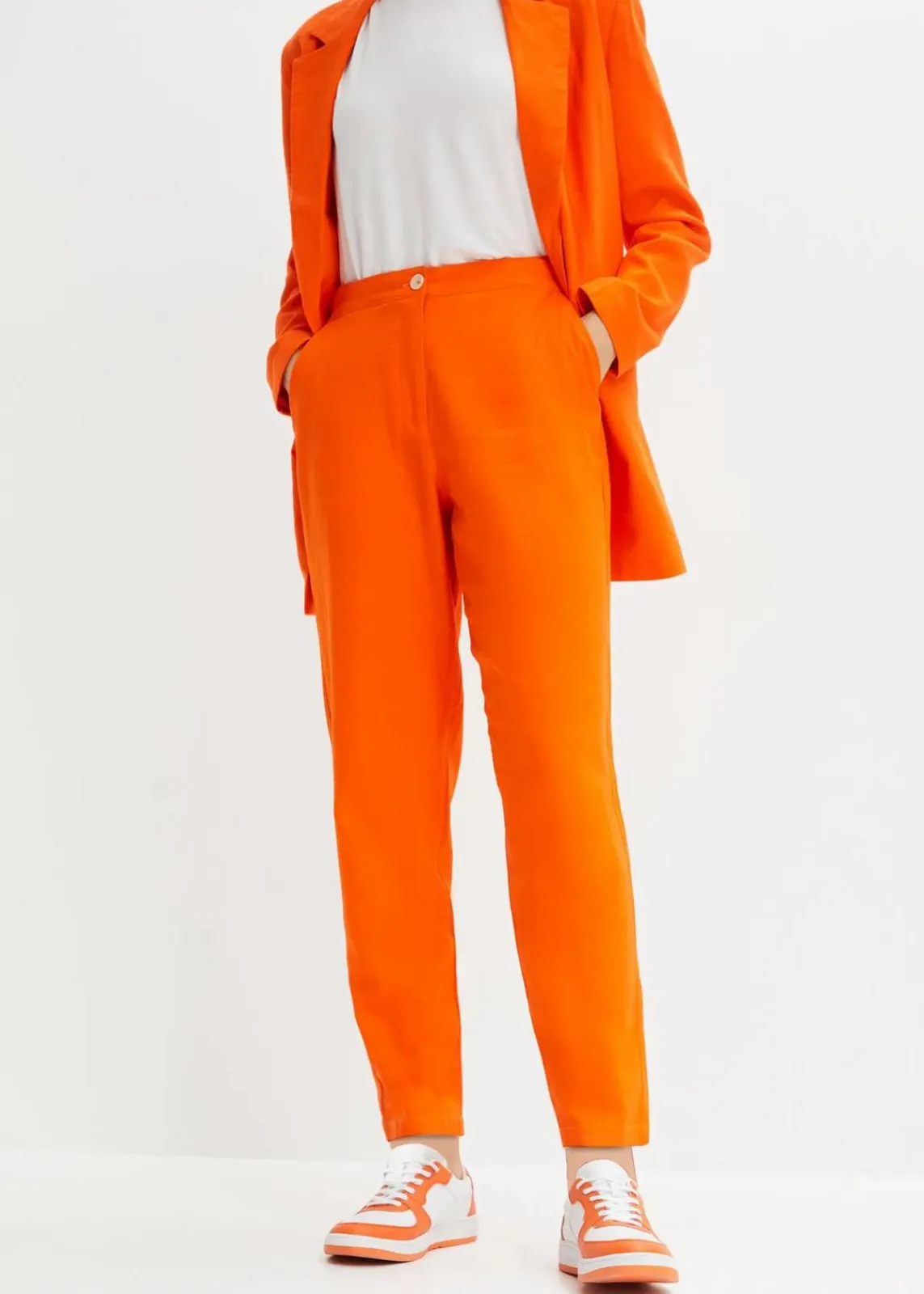 bonprix Bekleidung·Kleider|Hosen^Verkürzte High-Waist-Hose aus Leinen-Viskose-Mix warmorange