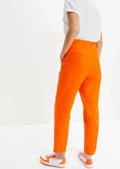 bonprix Bekleidung·Kleider|Hosen^Verkürzte High-Waist-Hose aus Leinen-Viskose-Mix warmorange